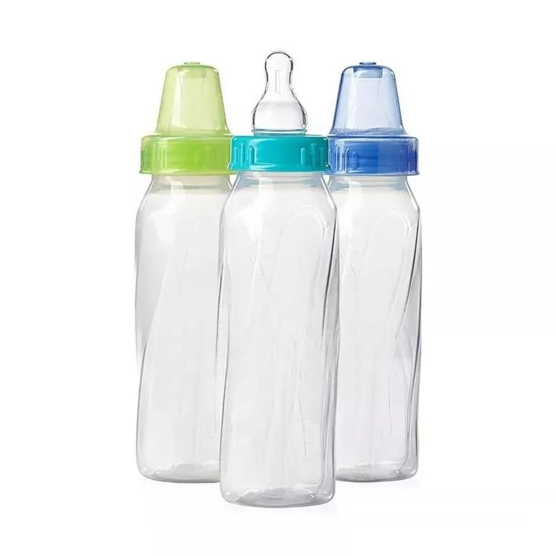 8oz Clear Plastic Baby Bottles 3 Pack, Classic Infant Feeding Bottles with Level 1 Slow Flow Silicone Nipples, BPA-Free, Newborn Baby Bottles for Infant Feeding