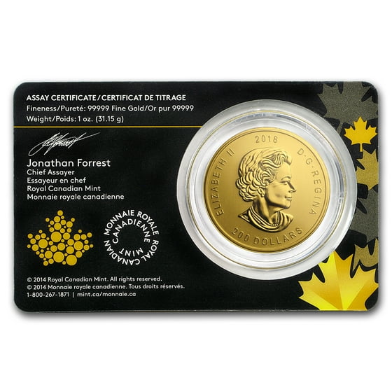 2018 Canada 1 Oz Golden Eagle 99999 Bu Assay Card