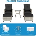 thumbnail image 7 of Muphyers 5-Piece Wicker Swivel Rocking Chair Patio Set, Outdoor Patio Furniture Set with Ottomans, 4" Cushions, Adjustable Feet, Double‑Layer Glass Table for Porch Garden Deck Relaxation,Black, 7 of 7