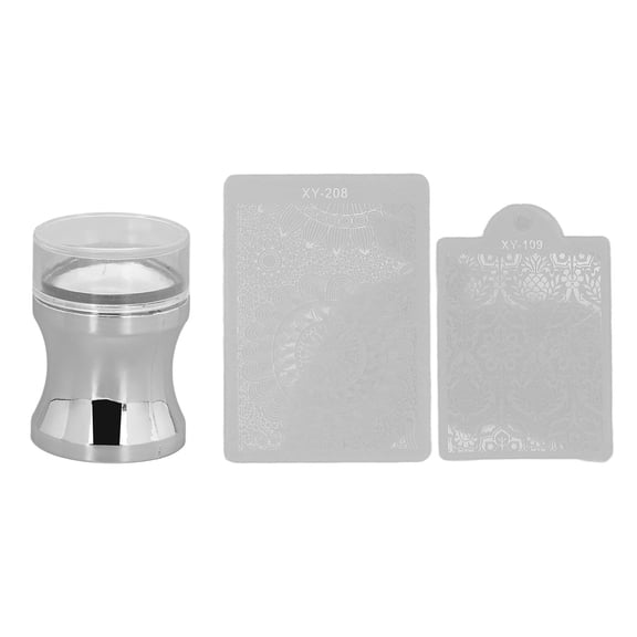 LAZIOEGR Transparent Silicone Nail Stamper with 2 Pattern Plates – DIY Manicure Tool, Strong Adhesion, Portable & Easy to Use