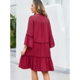 thumbnail image 4 of Cizayoi Women's Summer Ruffled Dress V Neck Casual Loose Shift Dresses, 4 of 8