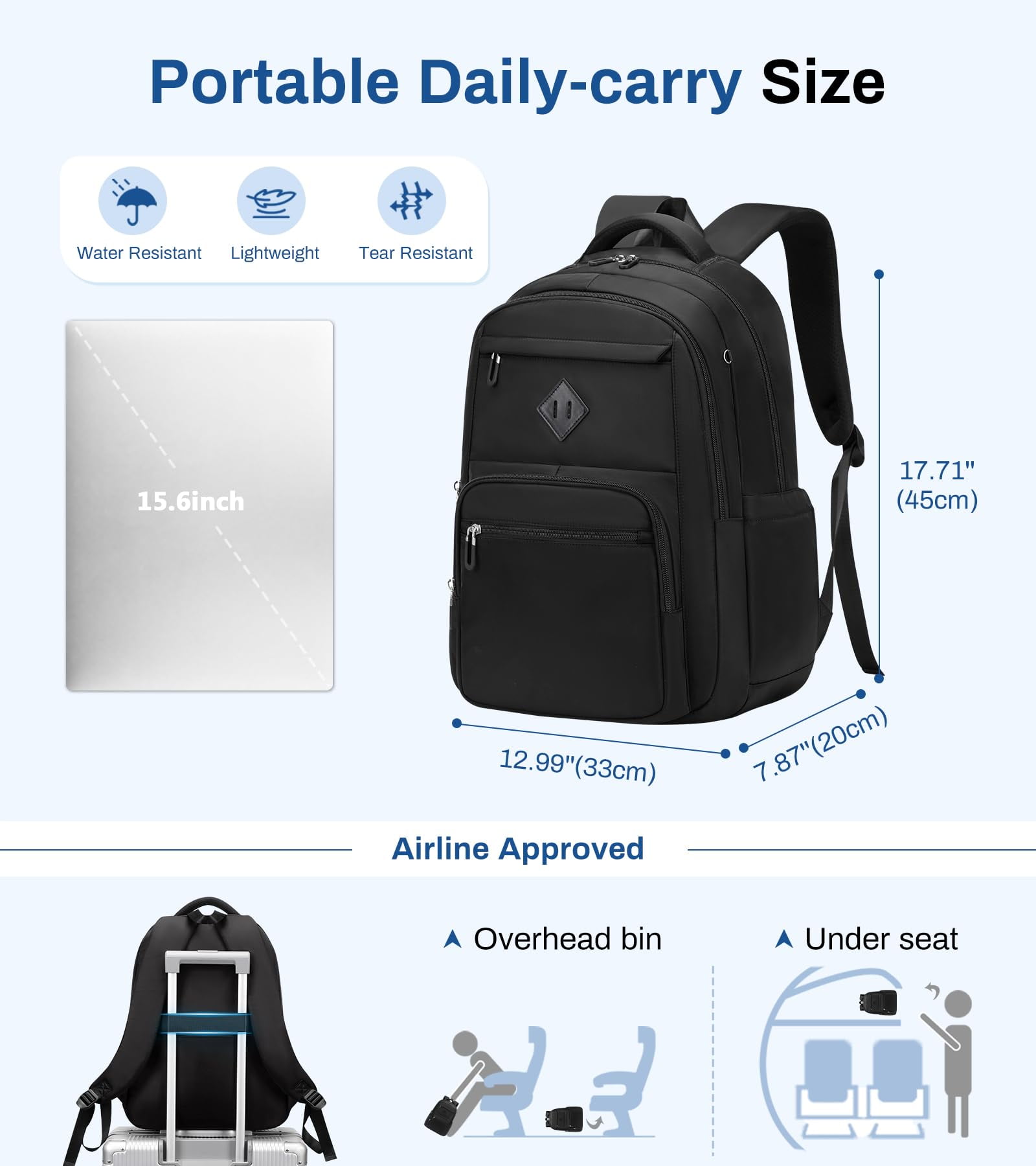 Soda Candy School Backpack Lightweight Bookbag Backpack with Luggage Strap, Black