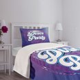 thumbnail image 5 of Ambesonne Colorful Quilted Bedspread Set 2 Pcs, Retro Letter Disco Ball, Twin Size, Purple Blue White, 5 of 6