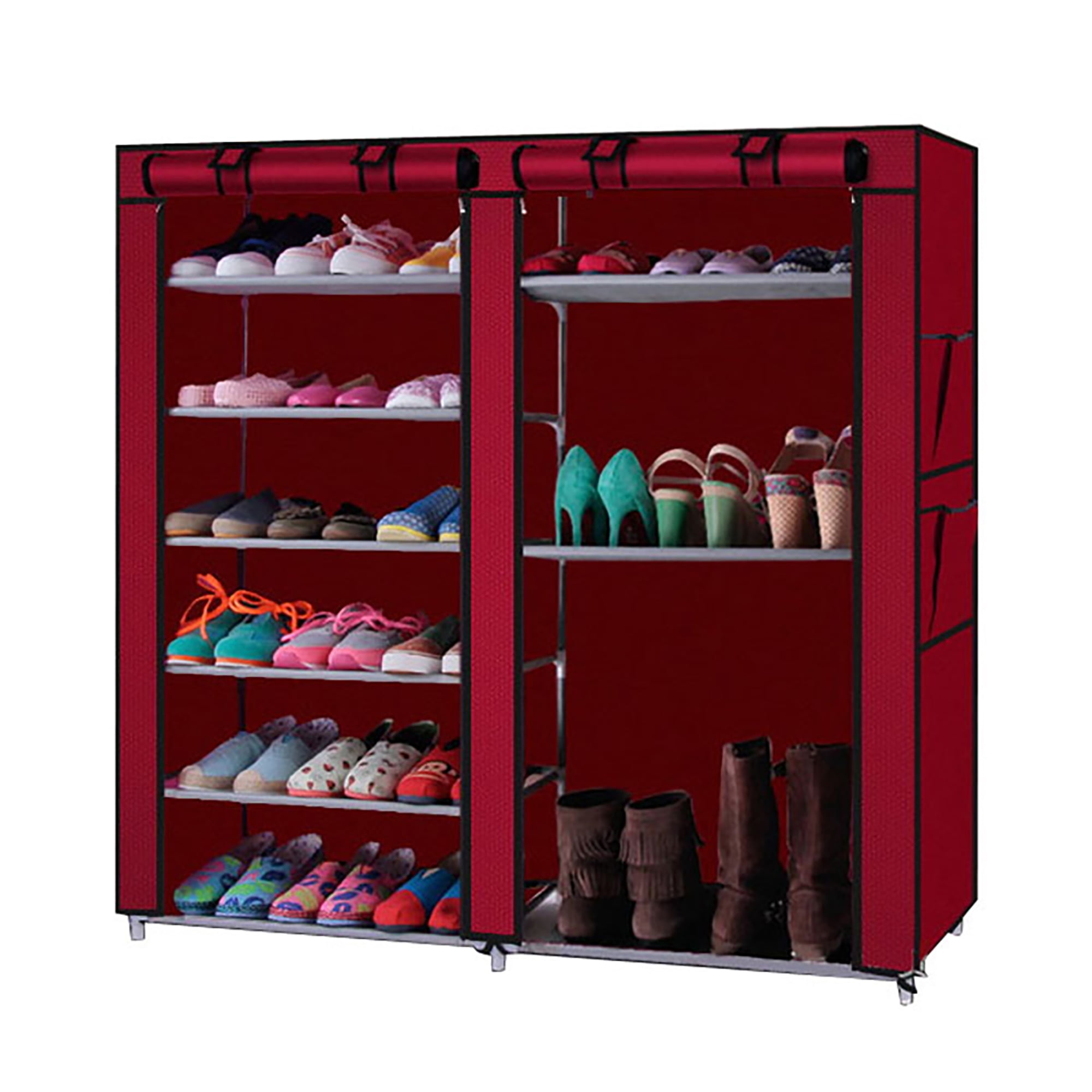 Double Rows 9 Lattices Shoe Rack Organizer, Wall Bench Shoe Cabinet with doors for Home, (42.13" L x 11.02" W x 44.09" H)