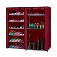 thumbnail image 1 of Double Rows 9 Lattices Shoe Rack Organizer, 42.13" x 11.02" x 44.09" Wall Bench Shoe Cabinet with doors for Home, 1 of 6