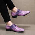 thumbnail image 2 of Men's Lace‑Up Oxford Dress Shoes, Crocodile Embossed Glossy Upper Footwear with Block Low Heel Outsole for Formal Events and Dress‑Up Occasions, 2 of 9