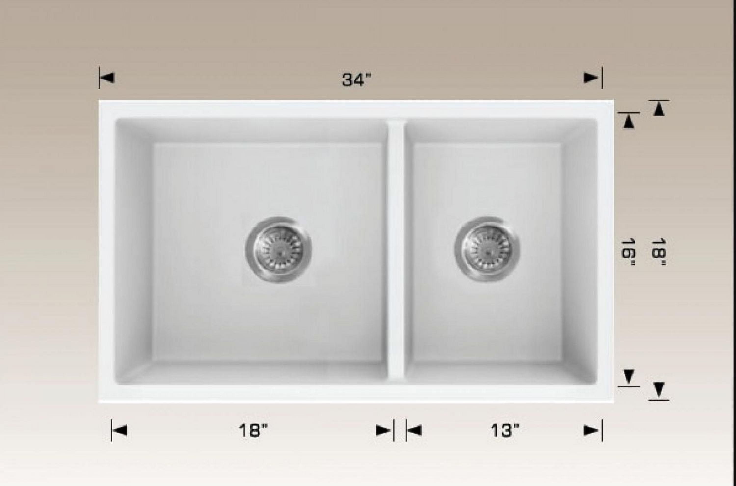 American Imaginations 34 pouces. W Évier de cuisine composite en granit blanc approuvé CSA avec 2 bolsAI-34572