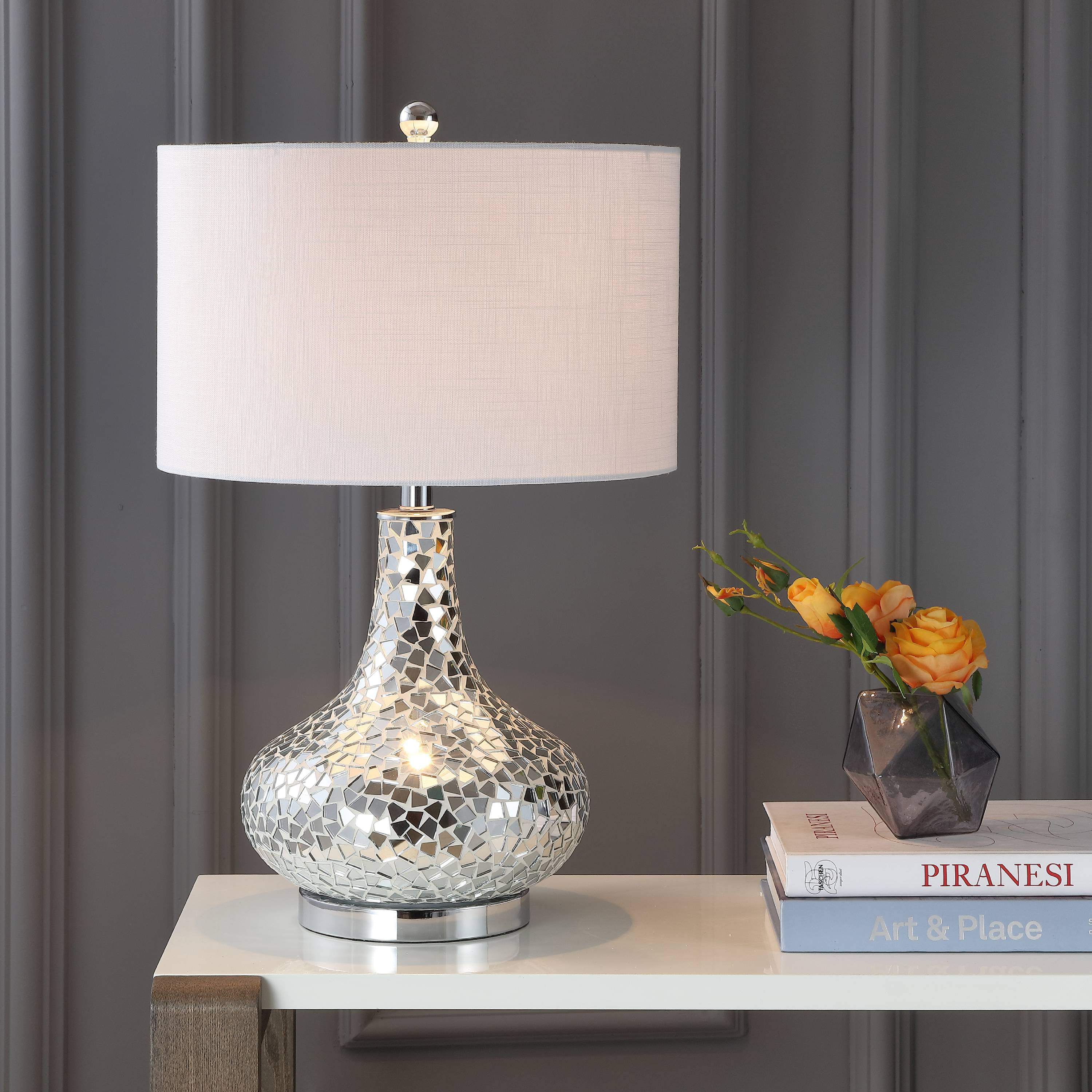 Mirrored Mosaic Led Table Lamp Silver, 26 Table Lamp