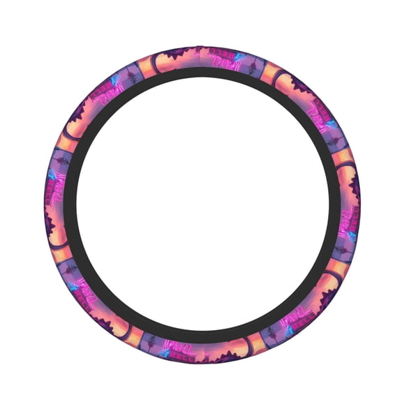 Picia Western Style Dinosaur Car Steering Wheel Cover, Non-Slip, Breathable, Universal 15 inch