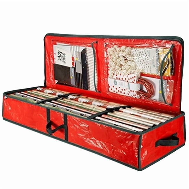 Vensio Large Waterproof Christmas Gift Wrap Storage Bag Underbed Organizer for Wrapping Paper Rolls Bows Ribbons
