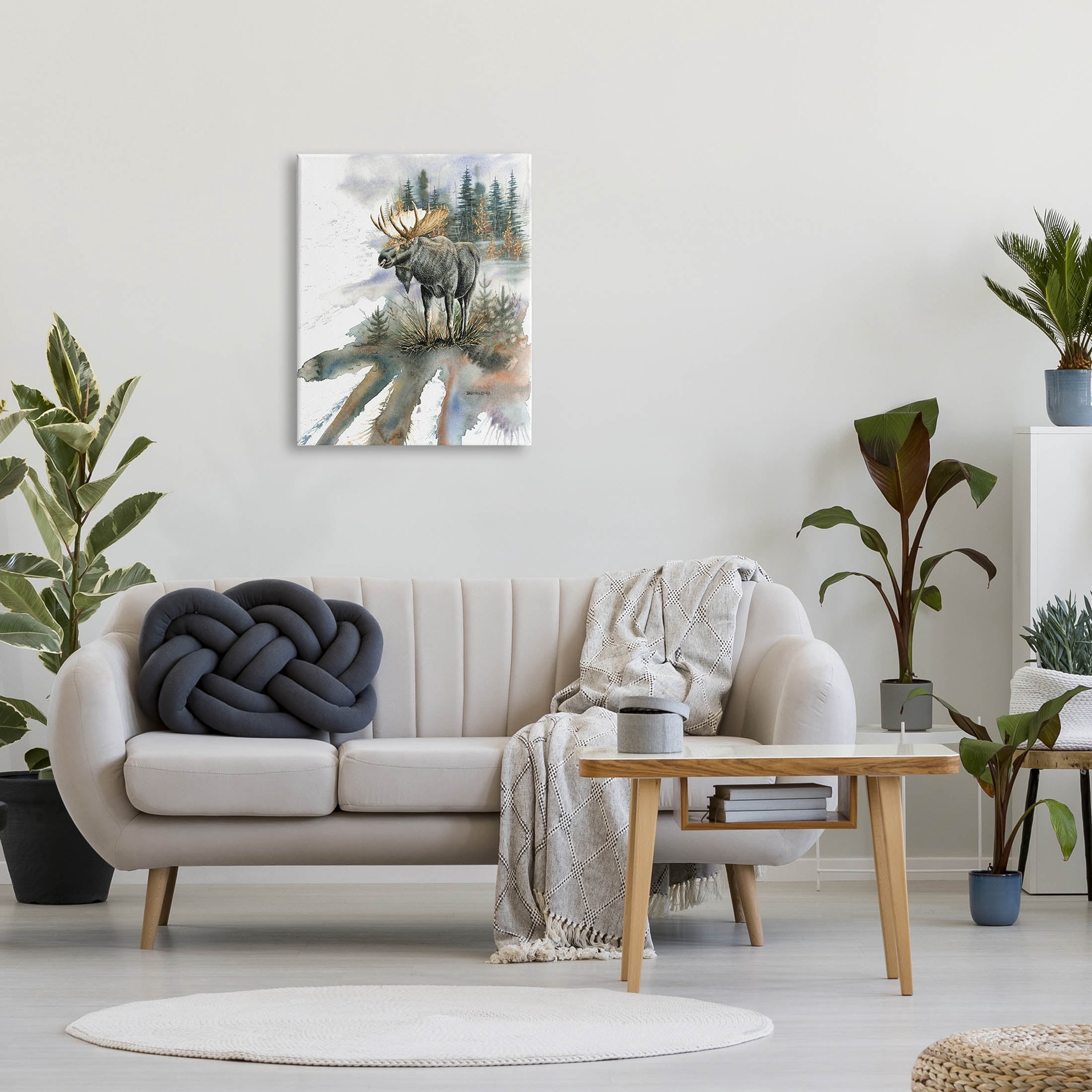 Moose Distant Forest Arrangement Animals & Insects Graphic Art Gallery Wrapped Canvas Print Wall Art