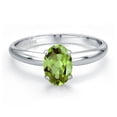 thumbnail image 3 of Gem Stone King PLAT-900 Platinum Green Peridot Engagement Ring for Women | 0.90 Cttw | Oval 7X5MM | Gemstone August Birthstone | Size 9, 3 of 6