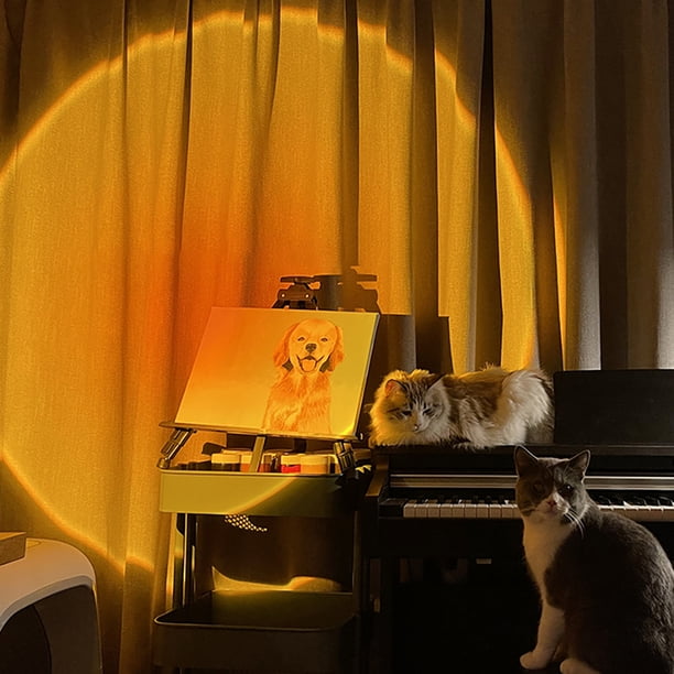 Luz Del Atardecer Lámpara de puesta de sol Atmósfera Noche Luz Habitación Hogar Dormitorio Fondo Decoración C)