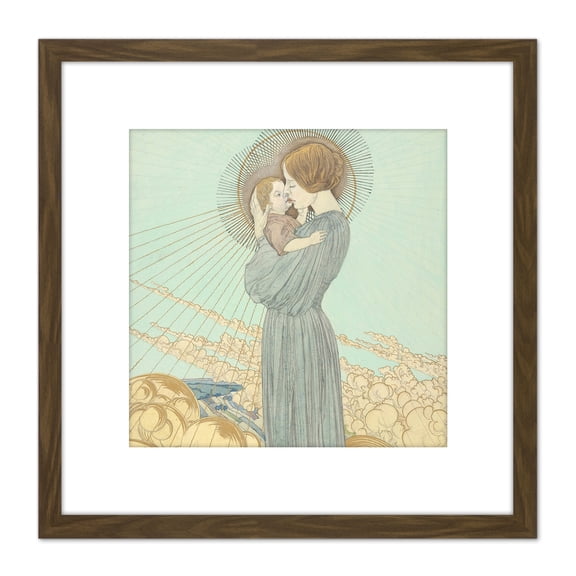Schwabe Front Cover Gospel St Peter Illustration 8X8 Inch Square Wooden Framed Wall Art Print Picture with Mount
