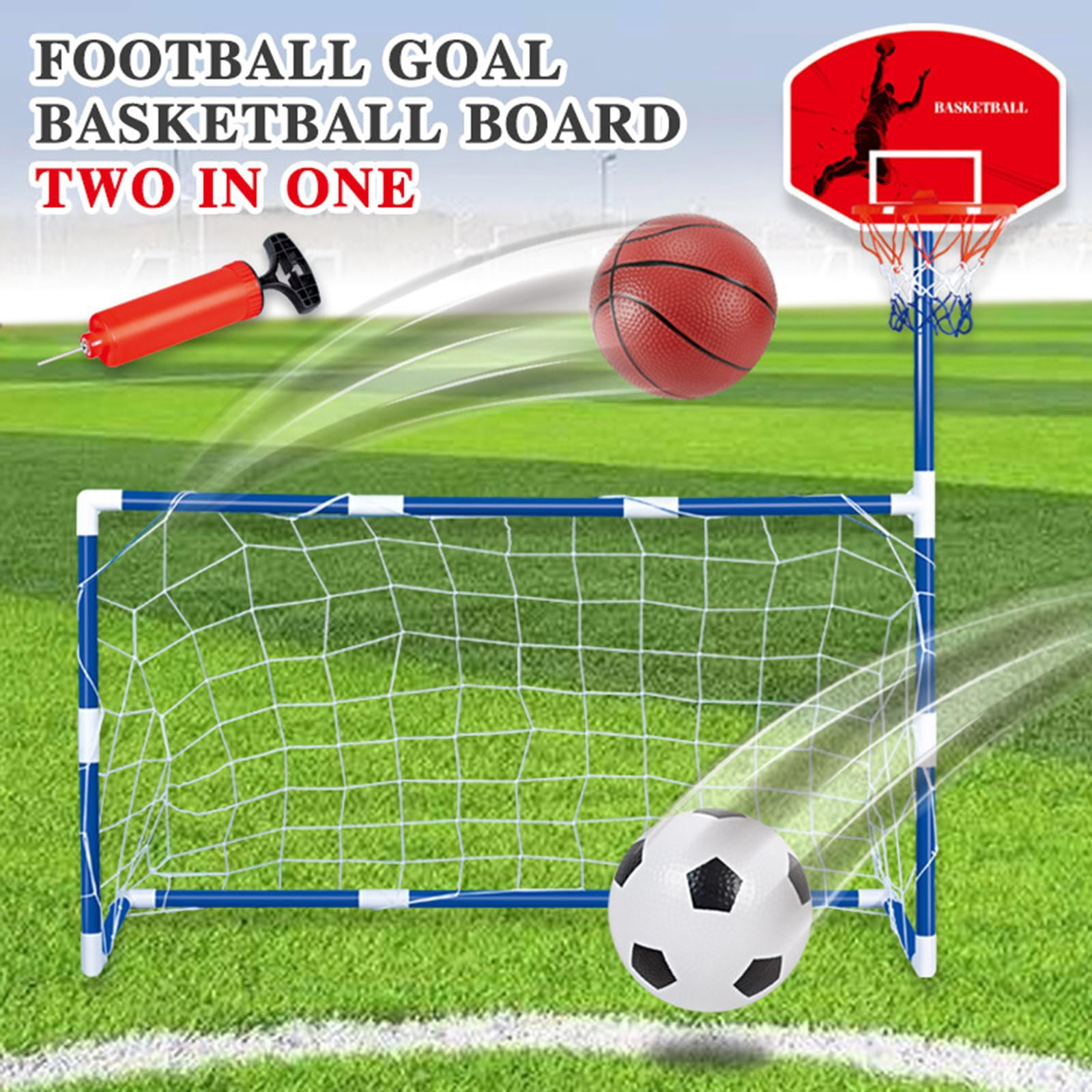 Aro De Baloncesto 2 En 1 Con Portería De Fútbol Para Niños – Juego Deportivo Interior De PVC De 122 Cm