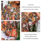 thumbnail image 5 of Blusa de manga corta con cuello redondo, ajuste holgado, diseño plisado, Top informal de verano para mujer para citas, compras diarias, flor naranja negra XXL, 5 of 6