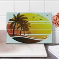 thumbnail image 2 of Tropical Cutting Board, Sunset at Exotic Beach with Palm Trees Birds Summer Vacation Theme Pattern, Decorative Tempered Glass Cutting and Serving Board, Small Size, Yellow Coral Brown, by Ambesonne, 2 of 5