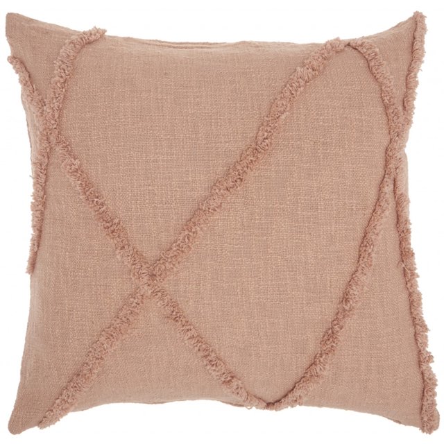 homeroots home decor 386305 Tea Pink Abstract Shaggy Detail Throw Pillow