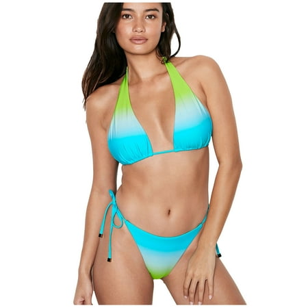 JDEFEG Juniors Swimsuits Two Piece with Shorts Swimsuit Set Bikini Bandage Printing Two-Piece Beachwear Swimwear Women Swimwears Tankinis Set Swimsuit Women Two Piece Shorts Blue M