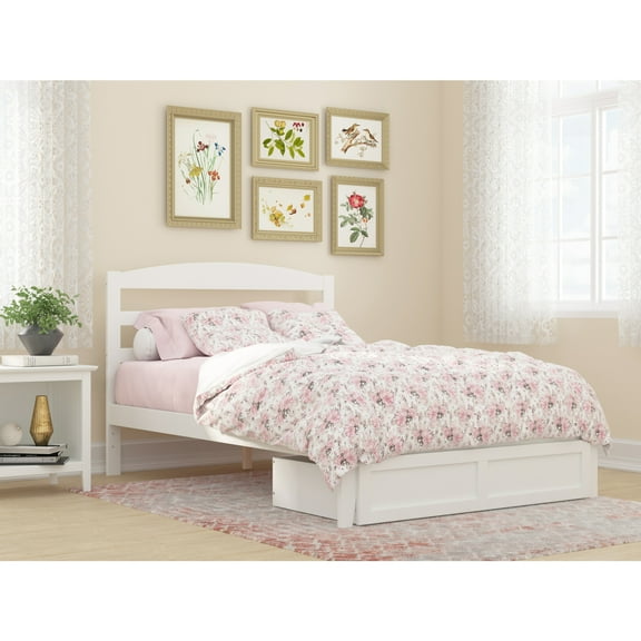 AFI Warren Solid Wood Storage Drawer Full Platform Bed in White