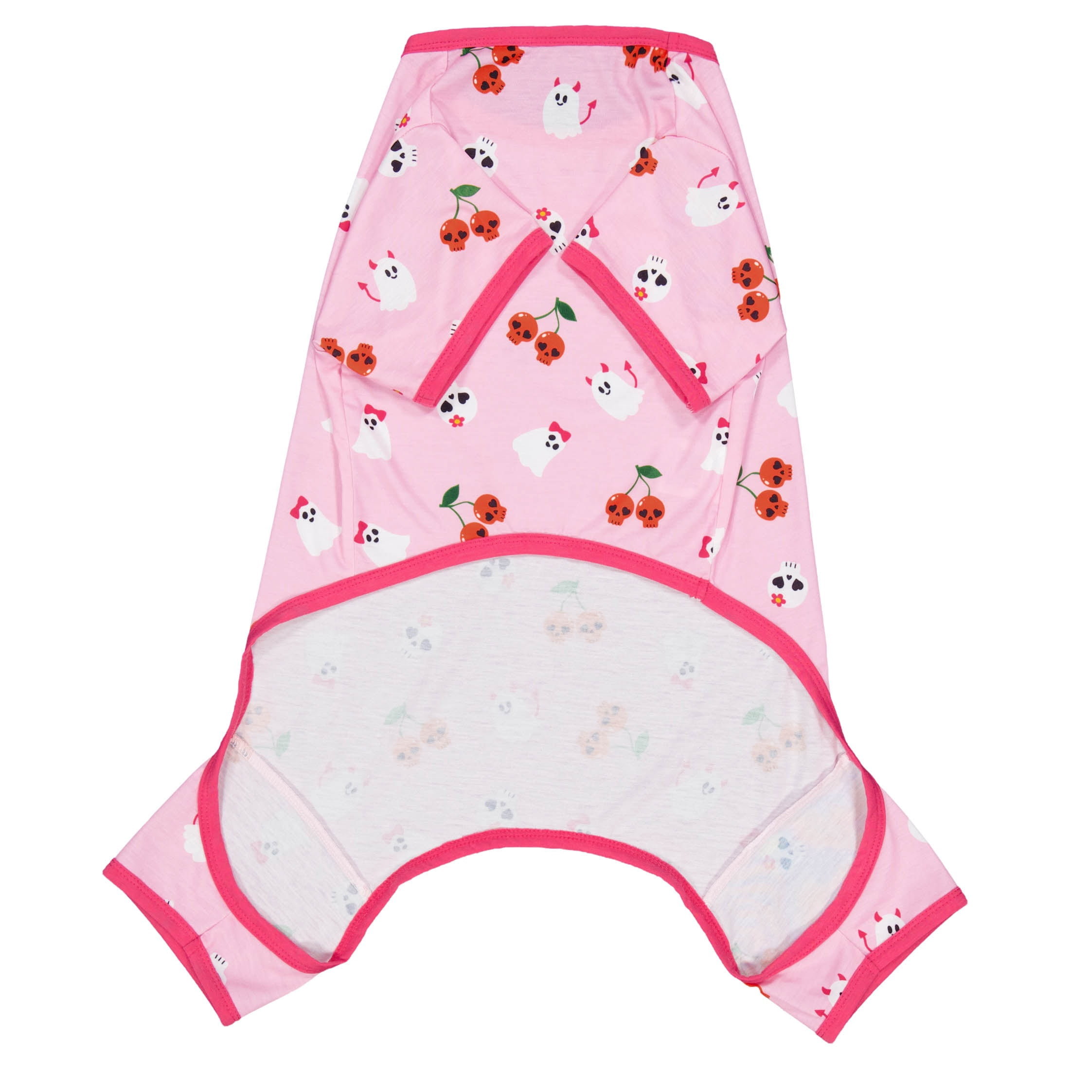 Vibrant Life Halloween Pajamas for Dogs and Cats, Skull Cherries and Ghosts, Pink, XS