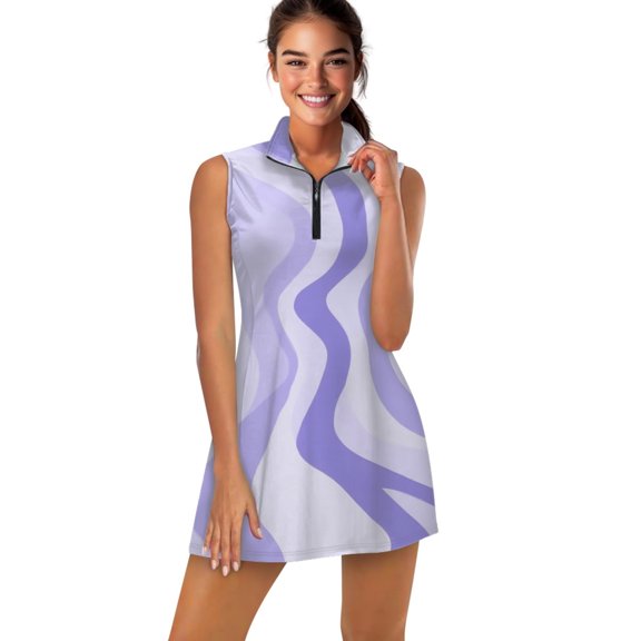 Abstract purple wavy pattern design Sports Dresses Women Tennis Dress Outdoor Badminton Golf Quick-Drying And Breathable Sports Dress