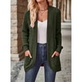 thumbnail image 4 of Women'S Long Cardigan, Autumn and Winter Long Sleeve Front Open Sweater with Pockets Olive Green XL, 4 of 6