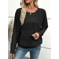 thumbnail image 6 of Eytino Sweaters for Women Long Sleeve Crewneck Pullover Tops Business Casual Batwing Knitted Blouses, 6 of 12