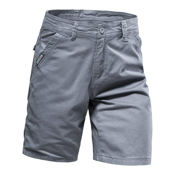 PEASKJP Men's Classic Cargo Shorts Relaxed Fit Casual Knee Length with  Hidden Snap Pocket,Gray 31