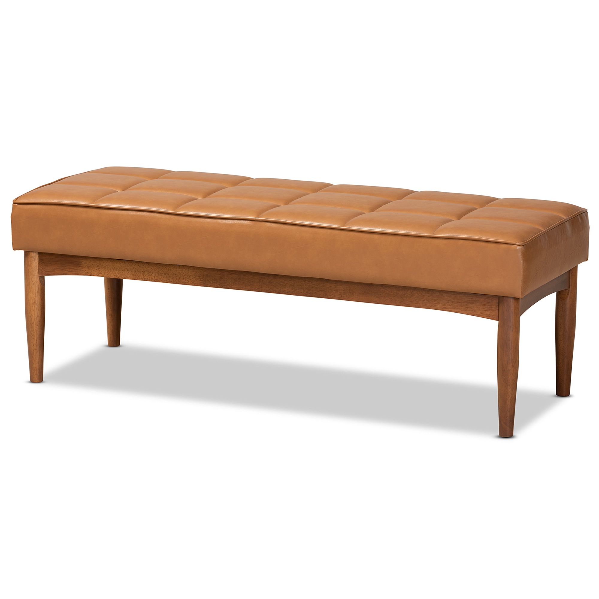 Baxton Studio Sanford Tufted & Upholstered Bench, Tan