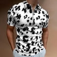 thumbnail image 2 of White Leopard Men Zipper T-shirt Summer Casual Short Sleeve T-shirt Top, 2 of 7