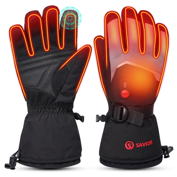 SAVIOR HEAT Heated Gloves for Men Women,【2024 Latest】 Rechargeable Electric Battery Heated Glove, Waterproof Ski Gloves Touchscreen Gloves for Cycling, Motorcycle, Snowboarding Outdoor Winter Sport