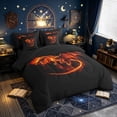 thumbnail image 2 of meiyoeat Orange Fire Dragon Twin Bedding for Boys, Flame Animal Bedding Comforter Set, Black Orange, Black Reversible, 7pcs, 2 of 5