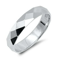 CHOOSE YOUR STYLE Diamond-Cut 4mm Ring .925 Sterling Silver Band Jewelry Female Male Unisex Size 11