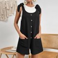 thumbnail image 6 of REORIAFEE Overall for Women Casual Square Collar Sleeveless Romper Solid Color Spaghetti Strap Womens Romper Jumpsuit Double Pocket Bib Jumpsuit Loose Suspender Jumpsuit Bodysuit Romper Sexy Black L, 6 of 7