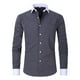 thumbnail image 1 of Blusa y camisa de manga larga con cuello vuelto para hombre, cárdigan a rayas con cuello vuelto, camisa de botones de estilo profesional, blusa de poliéster para hombre, 1 of 4