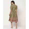 thumbnail image 4 of Moomaya Printed Cotton Flared Dress, V-Neck Puffed Sleeves Maxi Dress For Women, 4 of 8