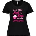 thumbnail image 3 of Inktastic Valentines Day All You Need is Love and Cupcakes Women's Plus Size T-Shirt, 3 of 5