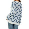 thumbnail image 7 of ZXSXSY Women Wavy Knit Crew Neck Long Sleeve Color Block Sweater, 7 of 7
