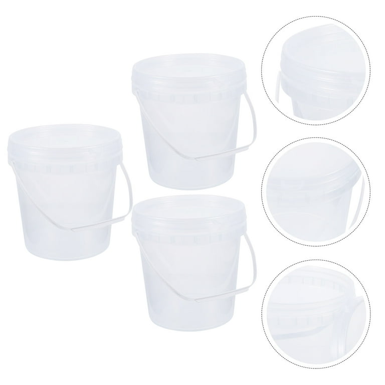 Clear Bucket with Lid 3pcs Food-grade Ice-cream Storage Bucket Thicken Plastic Bucket Transparent Refrigerator Bucket, Size: 26.5x18x18CM