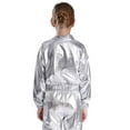 thumbnail image 4 of TTAO Unisex Boys Girls Hip Hop Jazz Dance Outfits Long Sleeve Shiny Jacket Outwear with Metallic Pants Streetwear Silver 14, 4 of 5