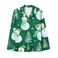 thumbnail image 5 of asdoklhq Flannel Pajamas for Women Ladies' Christmas Printed Top Pants Pajama Set Long Sleeved Lapel Set Multicolor 3X, 5 of 5