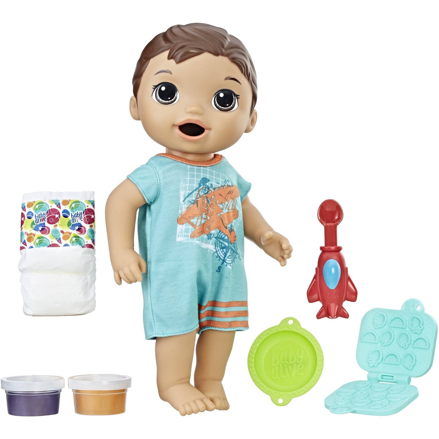 Baby Alive Baby Go Bye Bye Doll with Brunette Hair, 30+ Phrases 