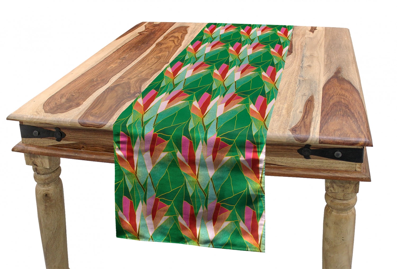 Abstract Table Runner, Stained Glass Inspired Pattern with Floral Motif
