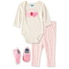 Bon Bebe Girls 0-9 Months Bodysuit Pant Set with Matching Shoes Pink 0-3 Months