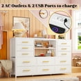 thumbnail image 4 of EnHomee White Dressers for Bedroom with LED Lights TV Stand with Power Outlet for 55'' TV with 12 Fabric Drawers, 4 of 8