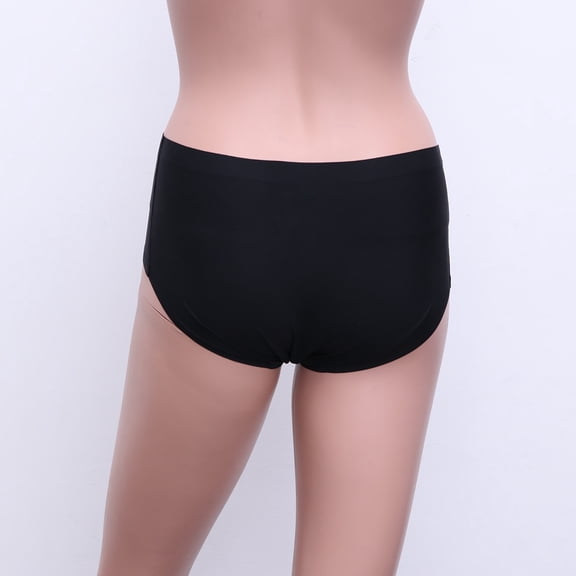 DRAFIDEEP Women's Black Seamless Panties, Breathable Middle Waist Underwear, Moisture-Wicking Nylon Fabric, Size XL