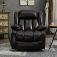 thumbnail image 2 of HSUNNS Power Lift Recliner Chair for Elderly, Dual Silent Lift Motor PU Leather Single Sofa with Massage and Heat, Side Pockets, 180 Lay Flat Oversized Recliner Chair for Living Room, Brown, 2 of 10