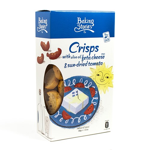 Baking Stories Co. Crisps with EVOO, Feta PDO & Sundried Tomatoes by