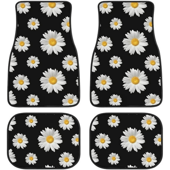 Universal Car Floor Mats Set of 4,Rustic Brown Beige Teal Western Country Cowboy Tooled Leather Vehicle Front Rear Carpets Non-Slip Rugs Auto Accessories Fit for SUV Van Truck